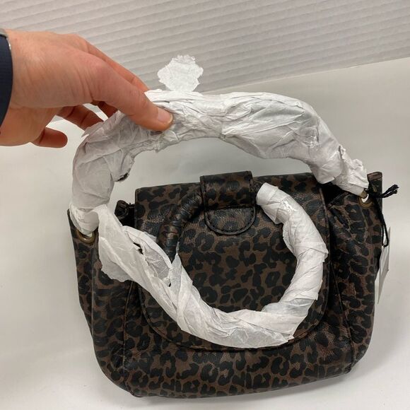 New Frye Maddie Leopard Print O-ring Brown Leather Cross Body Bag - Picture 5 of 12